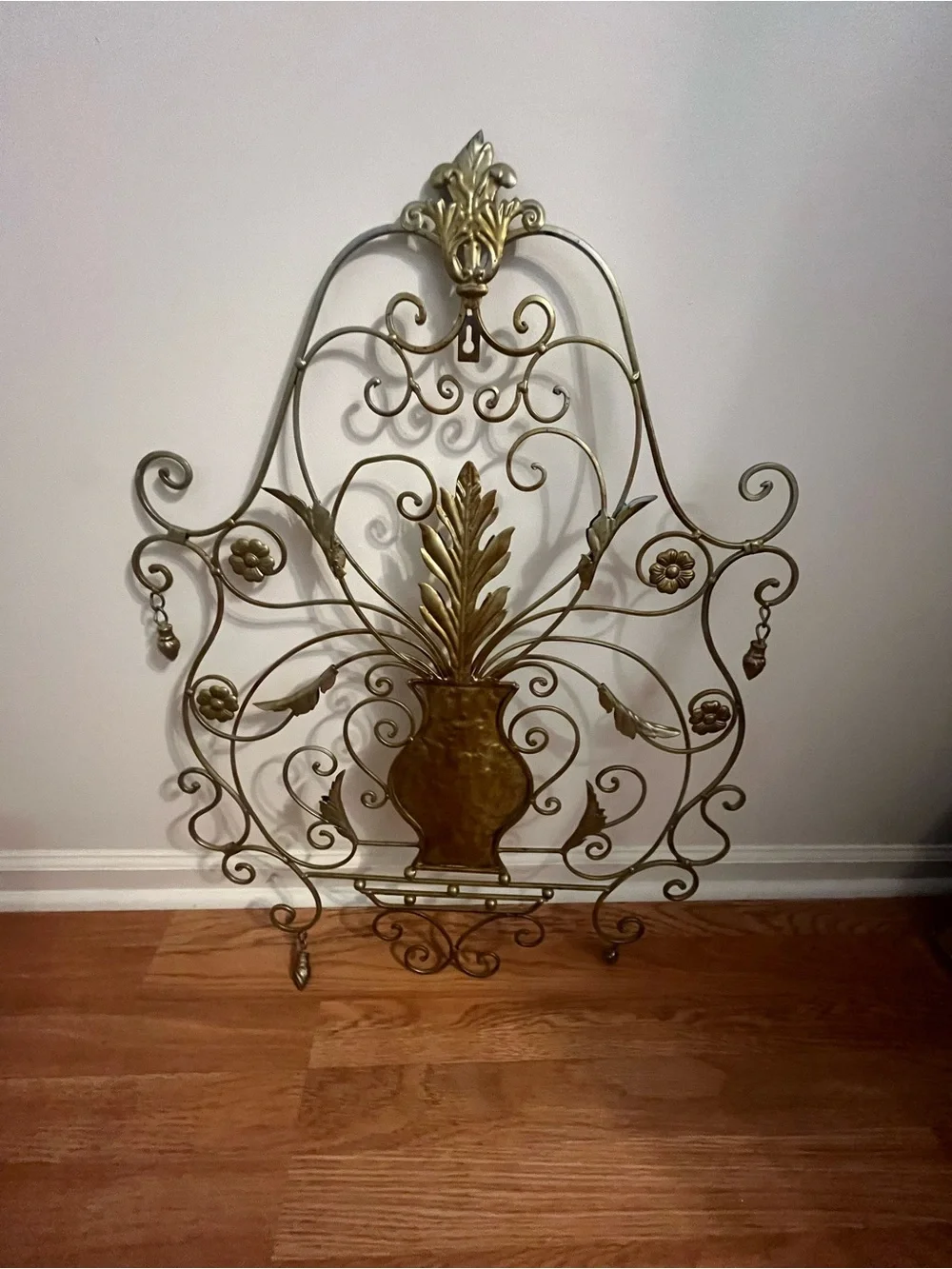 Decorative Metal Wall Art - Gold and Bronze Floral Vase